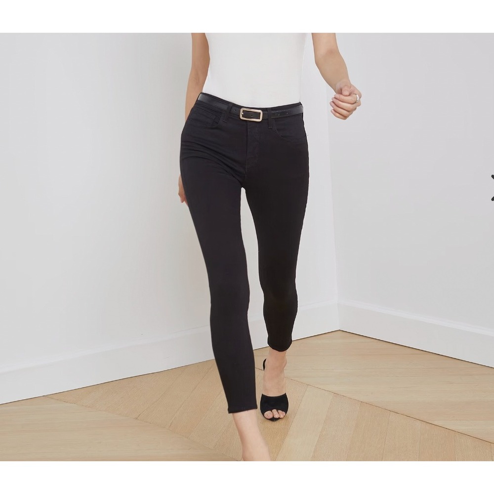 L'AGENCE Margot High Rise Skinny Jeans Black Women Size 27 Denim Luxury Designer